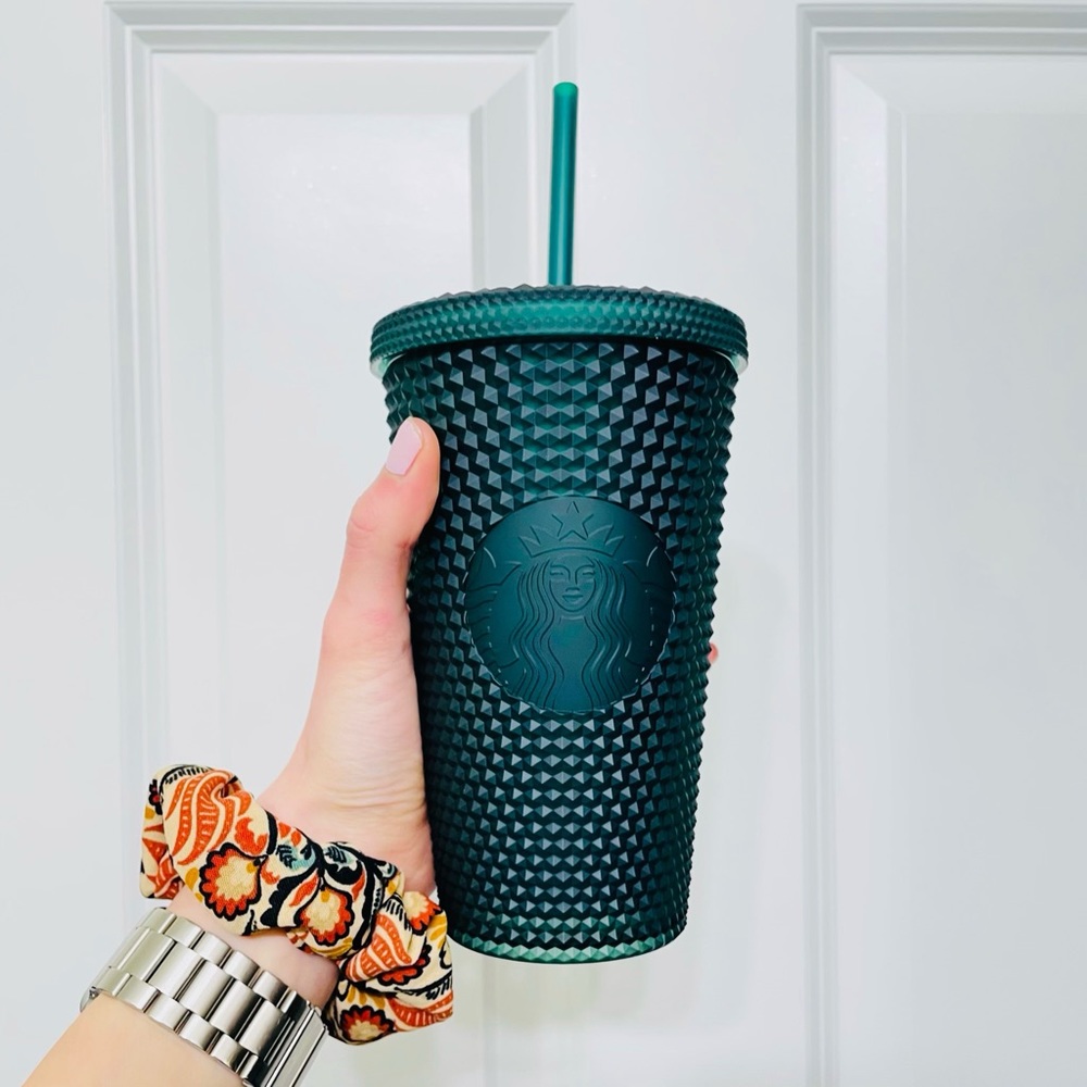 🐢NEW🌲 Starbucks Dark Green Matte Studded Cold Cup Tumbler Grande 16oz